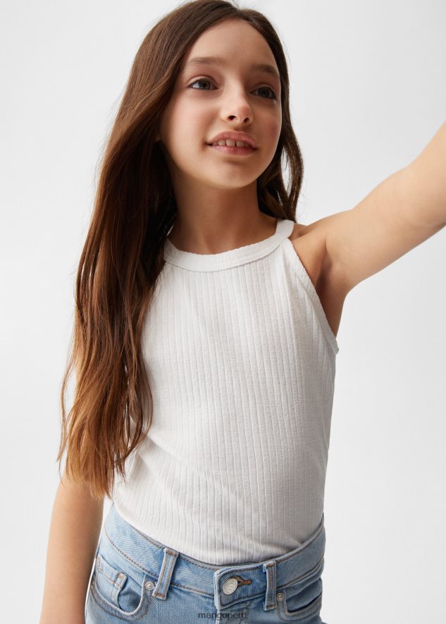 top de algodón blanquecino Mango chicas ropa TJF0T5871