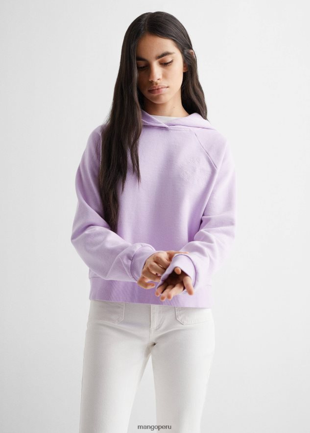 sudadera de algodón bordada lavanda Mango chicas ropa TJF0T6278