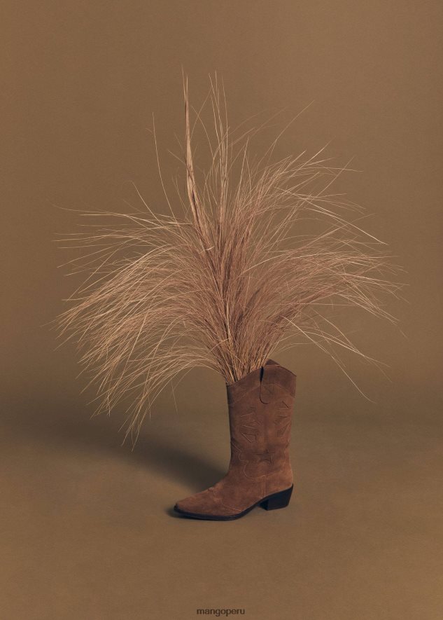 bota de cuero con tacon marrón medio Mango chicas calzado TJF0T6749