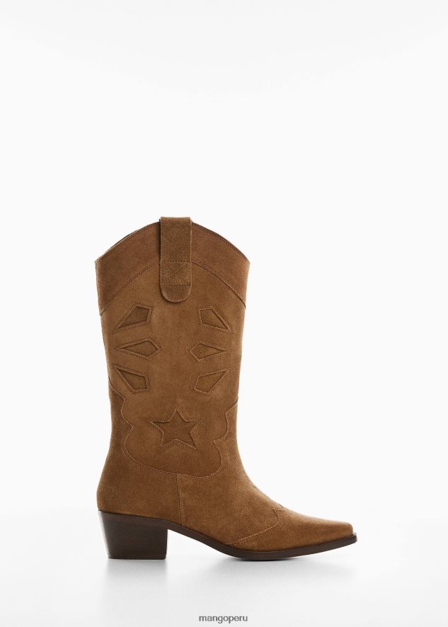 bota de cuero con tacon marrón medio Mango chicas calzado TJF0T6749