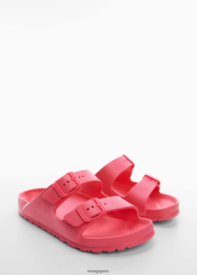 hebillas de chanclas rojo coral Mango chicas calzado TJF0T6696