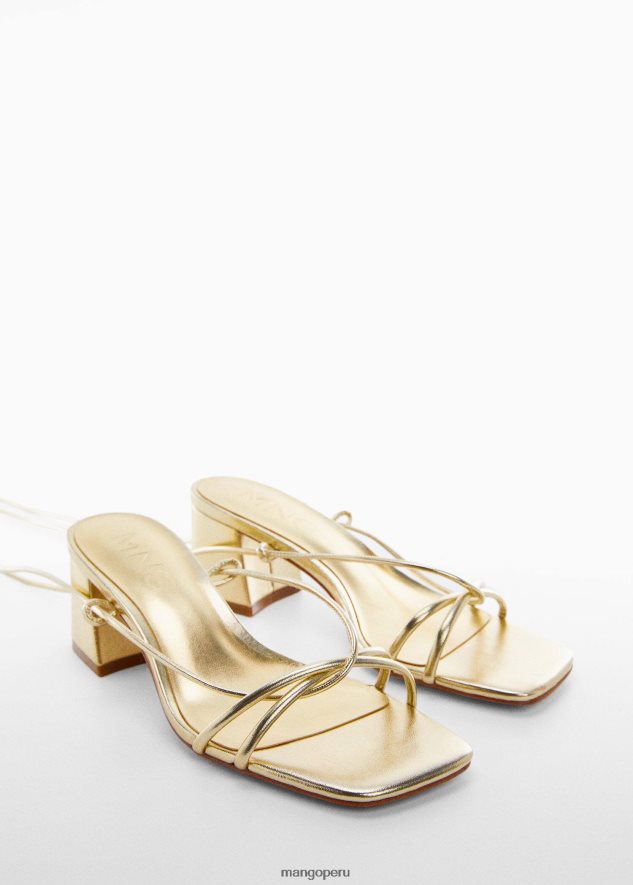 sandalias con tiras cruzadas oro Mango chicas calzado TJF0T6743