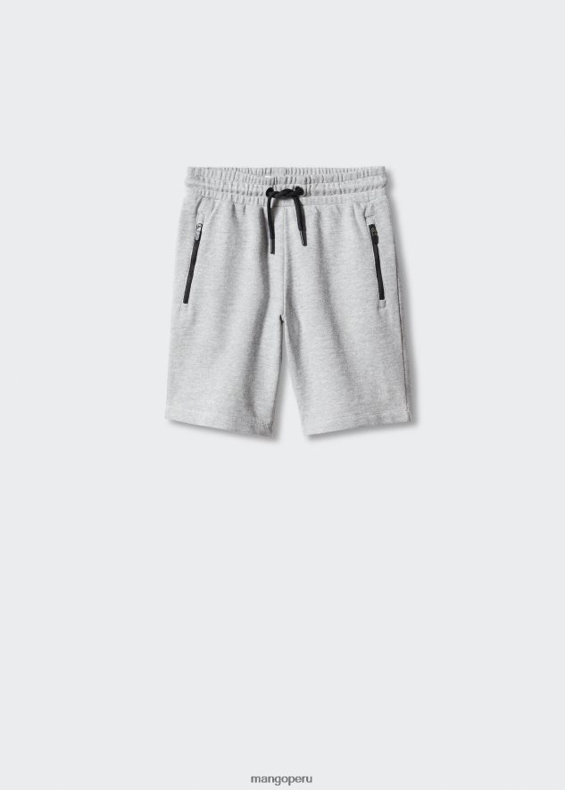 bermudas de algodón gris jaspeado medio Mango Niños ropa TJF0T7233