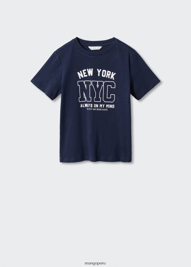 camiseta estampada en mezcla de algodón 5 azul marino oscuro Mango Niños ropa TJF0T6988