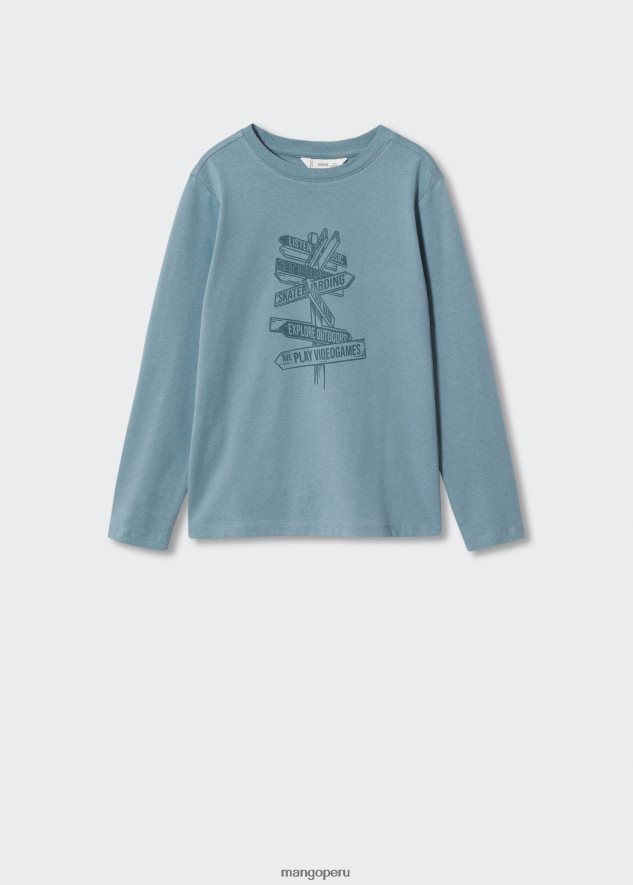 camiseta estampada en mezcla de algodón 6 azul Mango Niños ropa TJF0T7028