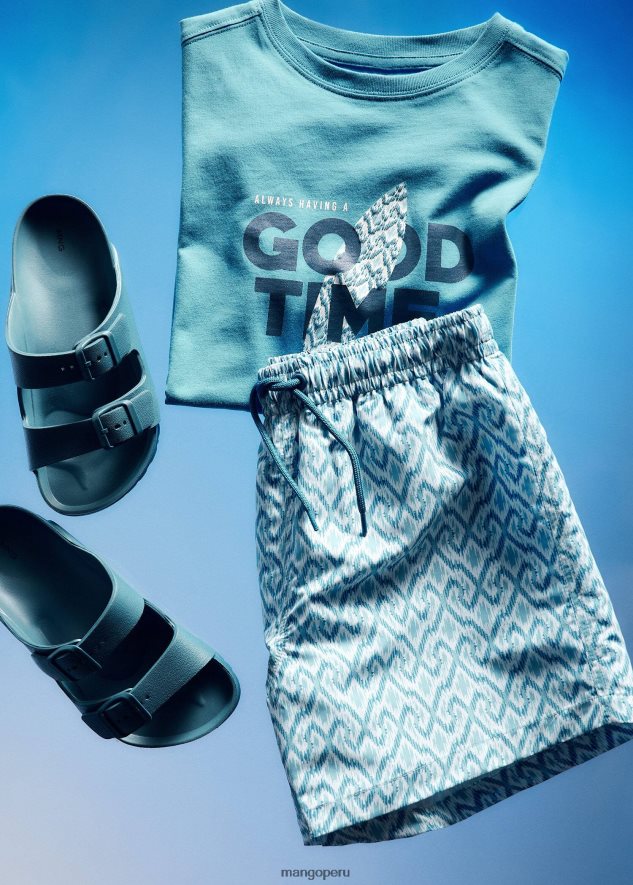 camiseta estampada en mezcla de algodón 6 azul tinta Mango Niños ropa TJF0T7031