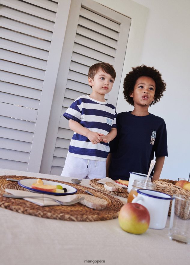 camiseta estampada en mezcla de algodón 7 azul marino oscuro Mango Niños ropa TJF0T7059