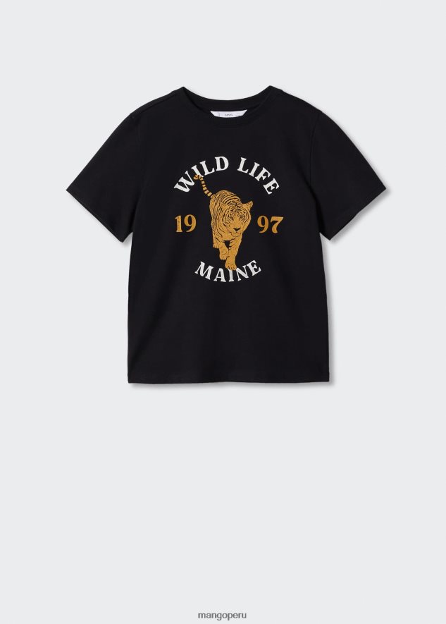 camiseta estampada en mezcla de algodón 7 negro Mango Niños ropa TJF0T7057