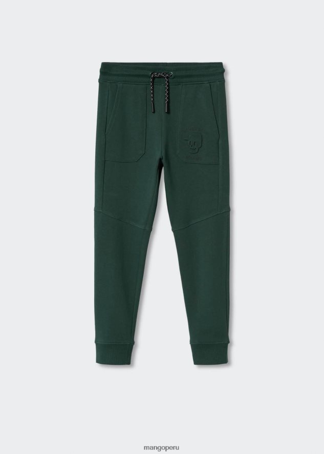 pantalones estilo jogger de algodón verde oscuro Mango Niños ropa TJF0T7165