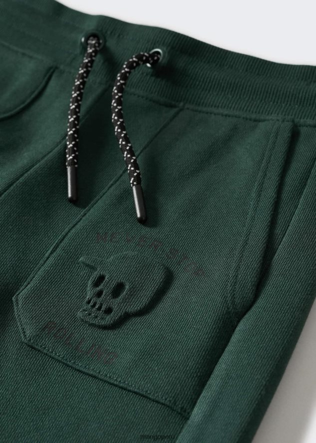 pantalones estilo jogger de algodón verde oscuro Mango Niños ropa TJF0T7165