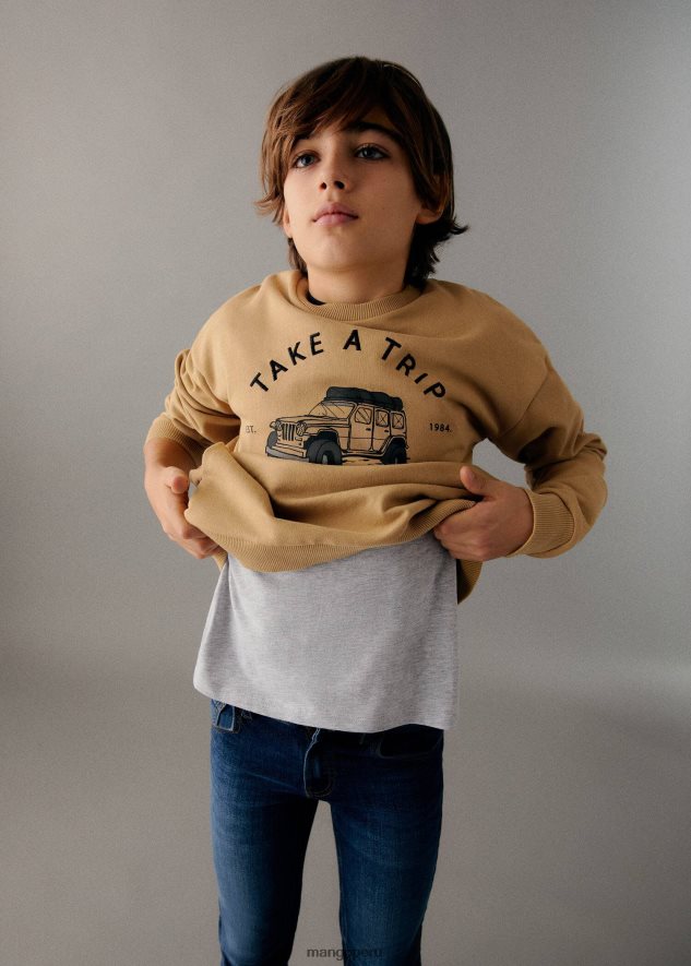 sudadera de algodón estampada 2 arena Mango Niños ropa TJF0T7098